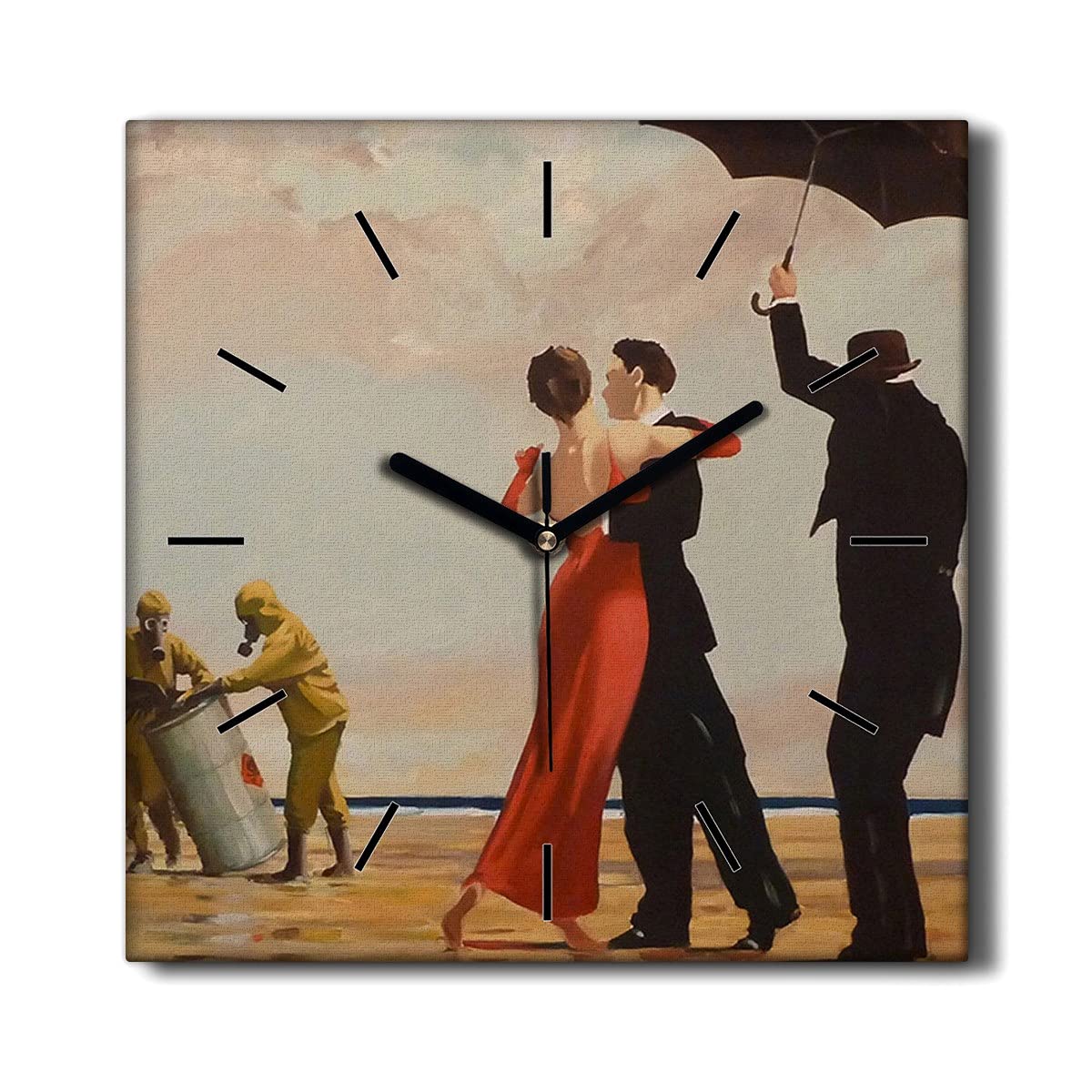 Horloge sur Toile 30x30cm Banksy Coloray Décoration Silencieuse