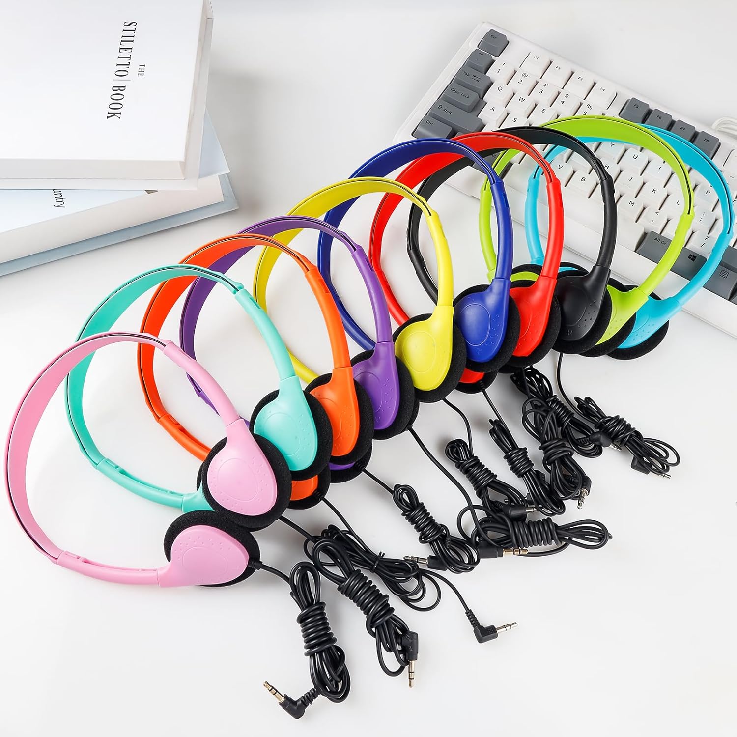 Classroom Bulk Headphones 15 Pack for School Students Children Teen Boys Girls Wholesale Kids Wired Adjustable Headphones for Classroom 3.5mm Jack (10 Mix Color) - Image 4