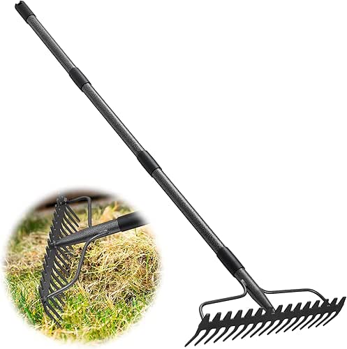 Rake, 17 Tines with 49 Inch Handle, 17 Inch Wide