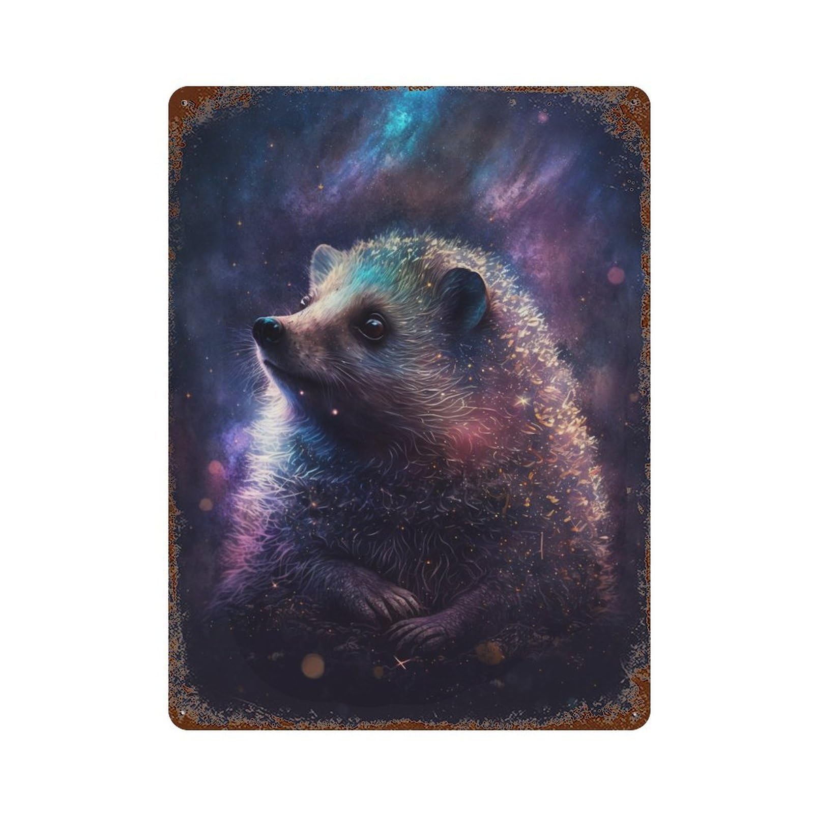 Cosmic Hedgehog Art Print-5 15.7"x11.8" Distressed Metal Wall Sign, Retro Wall Decor for Garage, Bar And Workshop Decor