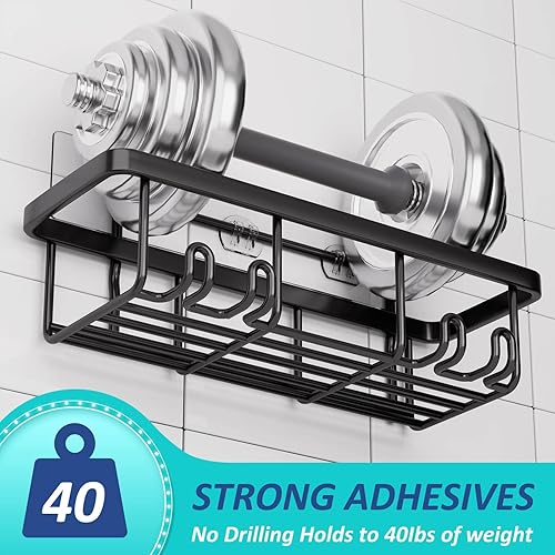 Miniatura 4 de oyenbboi Organizador de ducha, organizador de ducha paquete de 6, estantes de ducha adhesivos, estante de ducha de gran capacidad, organizador de