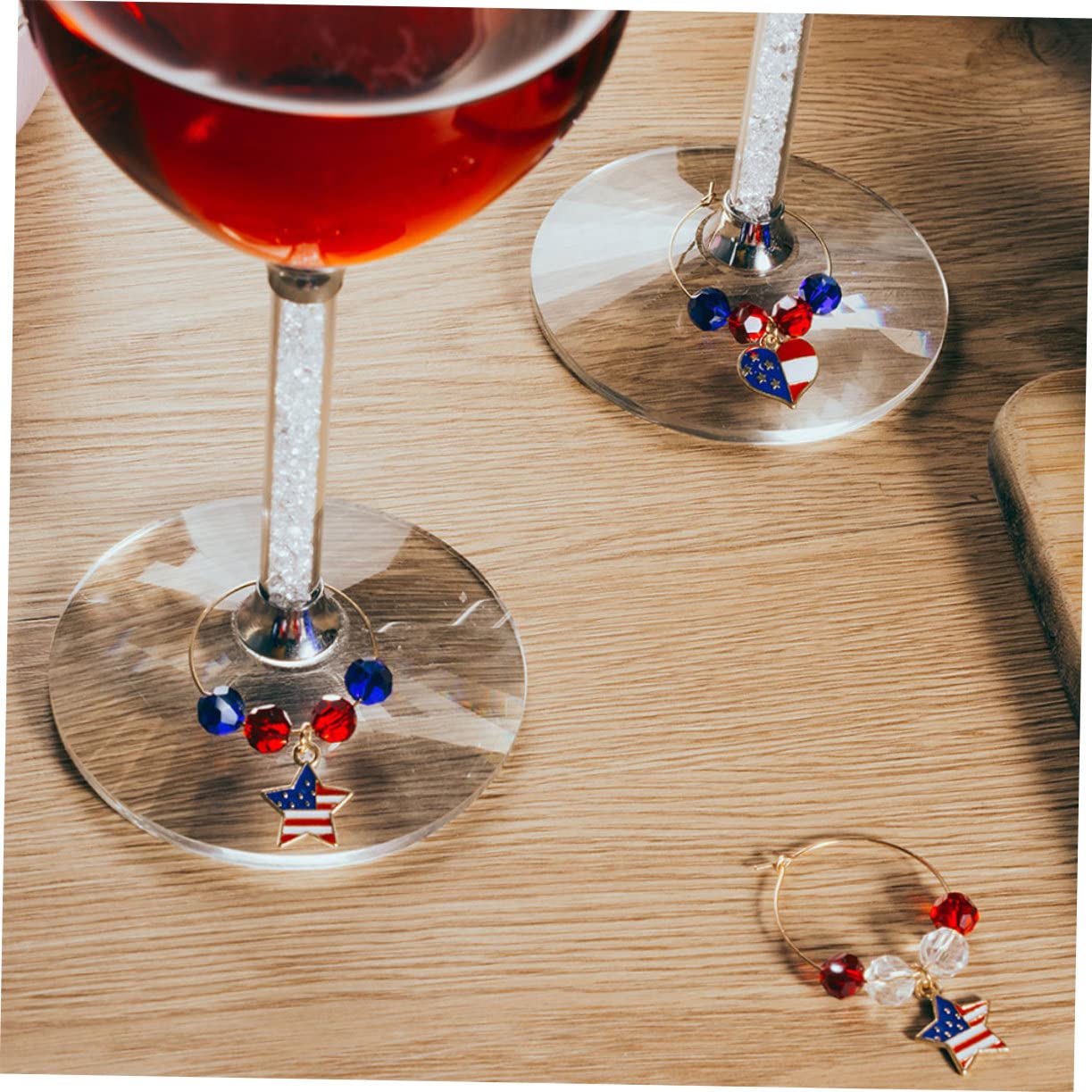 Cabilock 3 Sätze American Flag Glasmarkierer Für Weingläser Stilvolle Identifikationsringe Für Restaurant Hotel Und Bar Rot Blau 6 Stück * 3