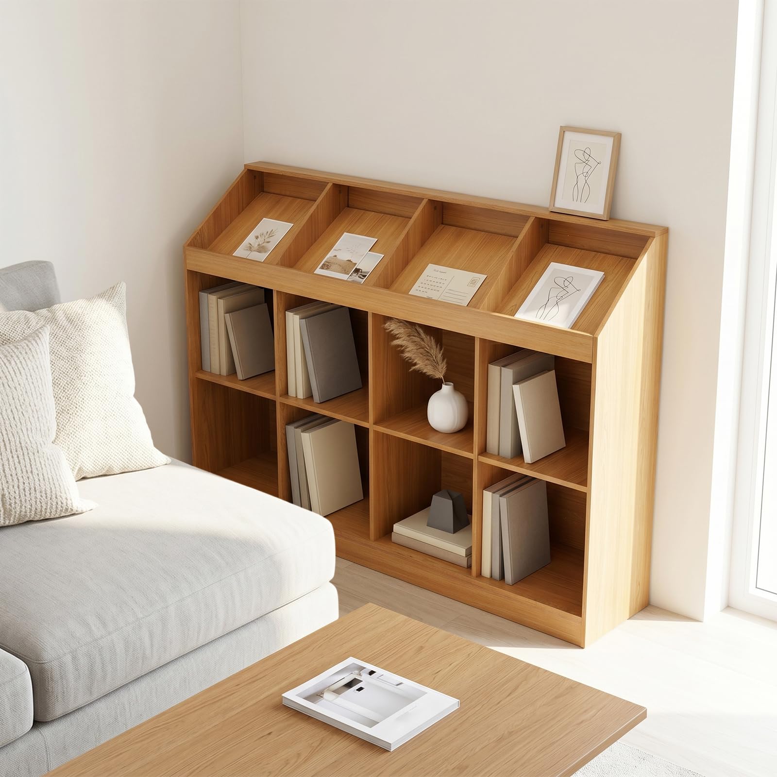 Libreria per cameretta dei bambini con contenitore per giocattoli | Scaffale stabile, per la cameretta dei bambini, la stanza dei giochi, l'asilo, 126 x 30 x 91 cm