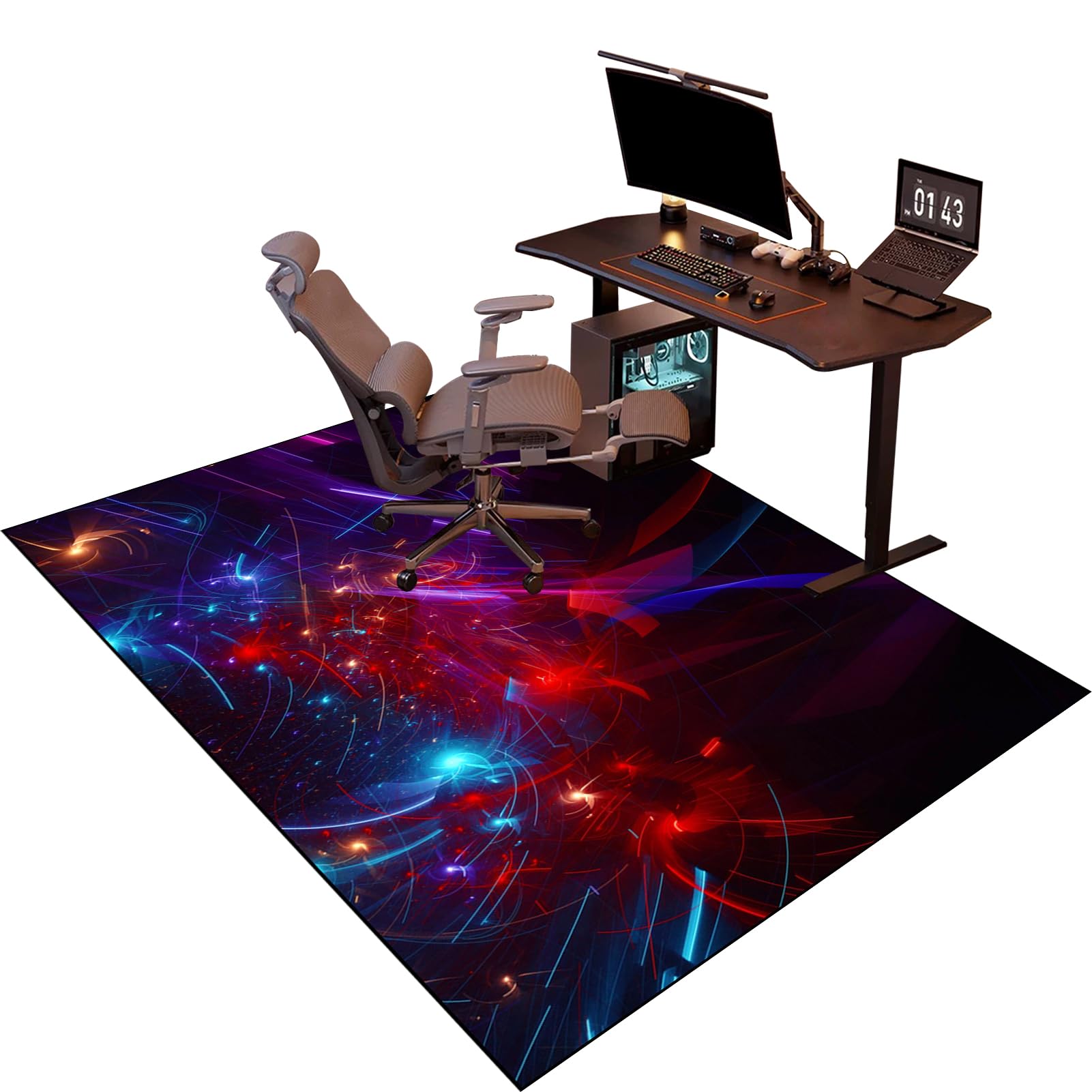 Gaming Bodenschutzmatte, Schreibtischstuhl Unterlage, Gaming Stuhlmatten, Bürostuhl Unterlage, Stuhlmatte für Hartholzböden, 70 x 100 cm Bodenschutzmatte Teppich Unterlage-Kratzfest für Hartböden