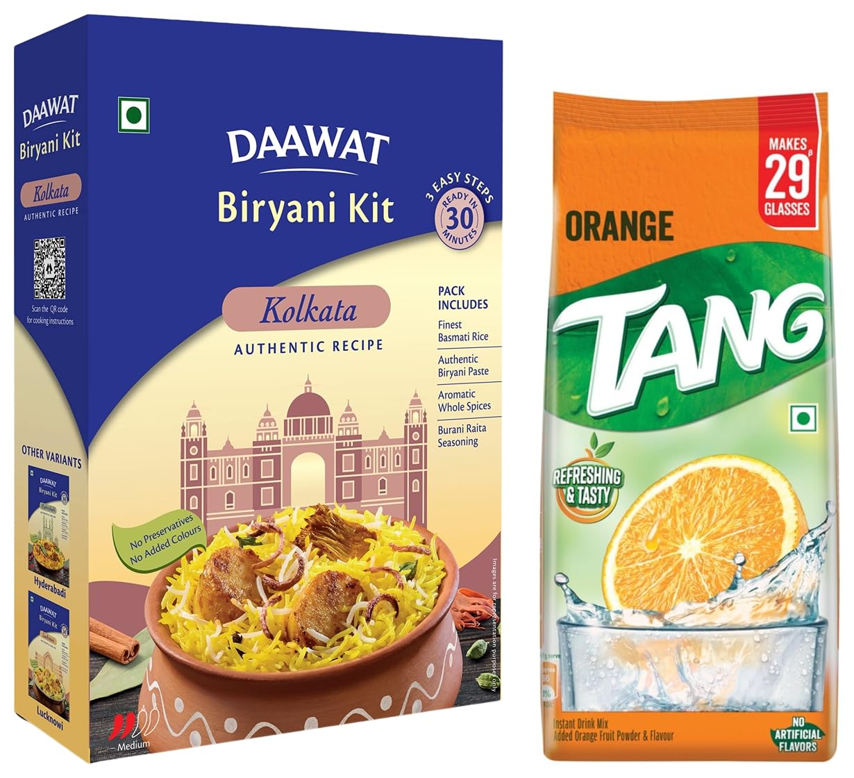 Tang Bakrid Special Kit : Instant Drink Mix, Orange, 500G With Daawat Kolkata Biriyani Kit (B0CYCK97CM) Amazon Price History, Amazon Price Tracker