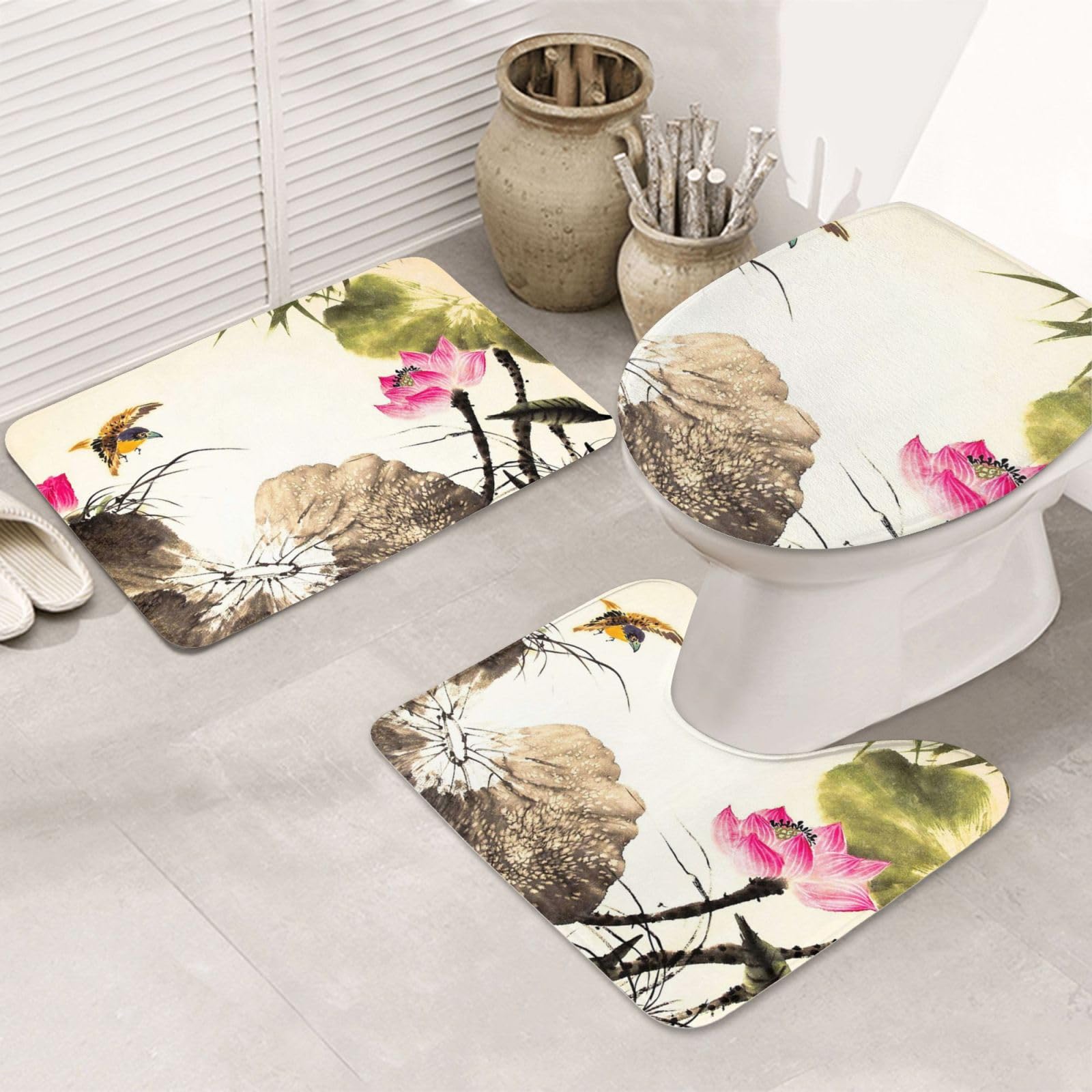 Tapis de bain absorbant OUSIKA lot de 3 pour garder le sol de votre salle de bain propre et sec