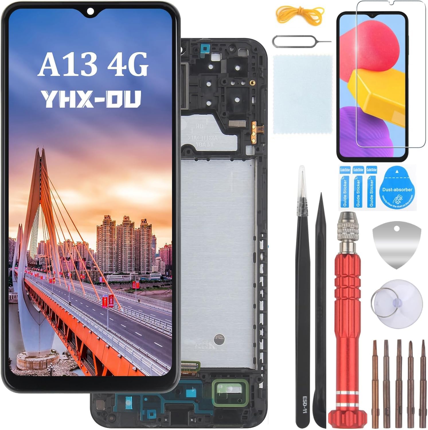 6.6" Schwarz + Rahmen Display LCD Für Samsung Galaxy A13 4G SM-A135F SM-A137F LCD Display Touchscreen Ersatz Bildschirm Glas Assembly mit Werkzeug + 1 Stück Schutzfolie
