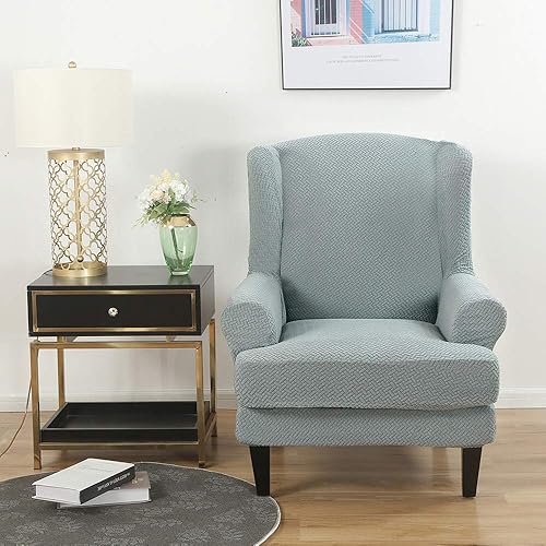 Miniatura 8 de GULI Funda para silla Wingback, 2 piezas, fundas para silla de sillón, fundas de elastano para sofá, protector de muebles, lavable a máquina,