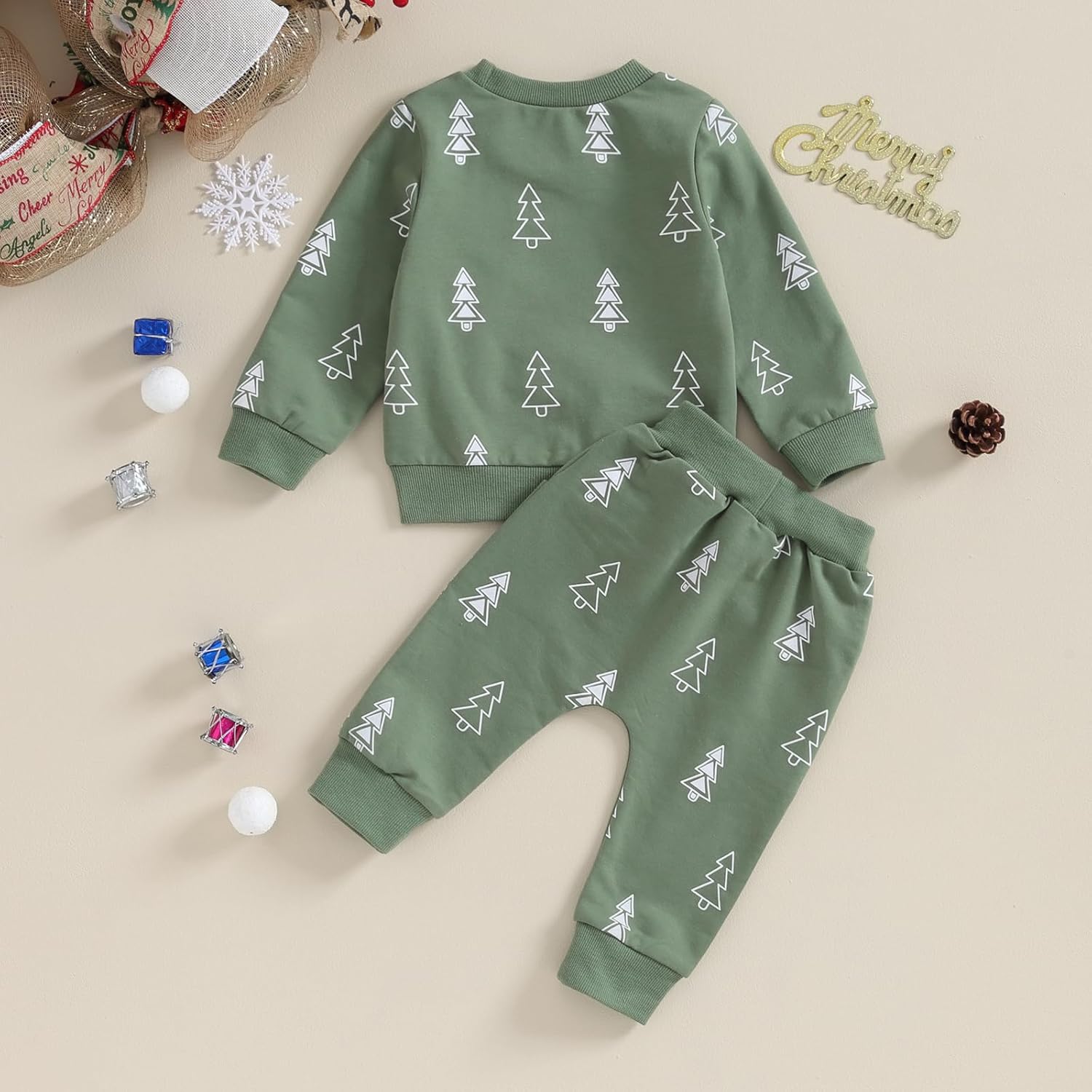 Kupretty Baby Boy Christmas Outfit Toddler Winter Clothes Santa Long Sleeve Crewneck Sweatshirts + Pants Clothing Sets - Image 7