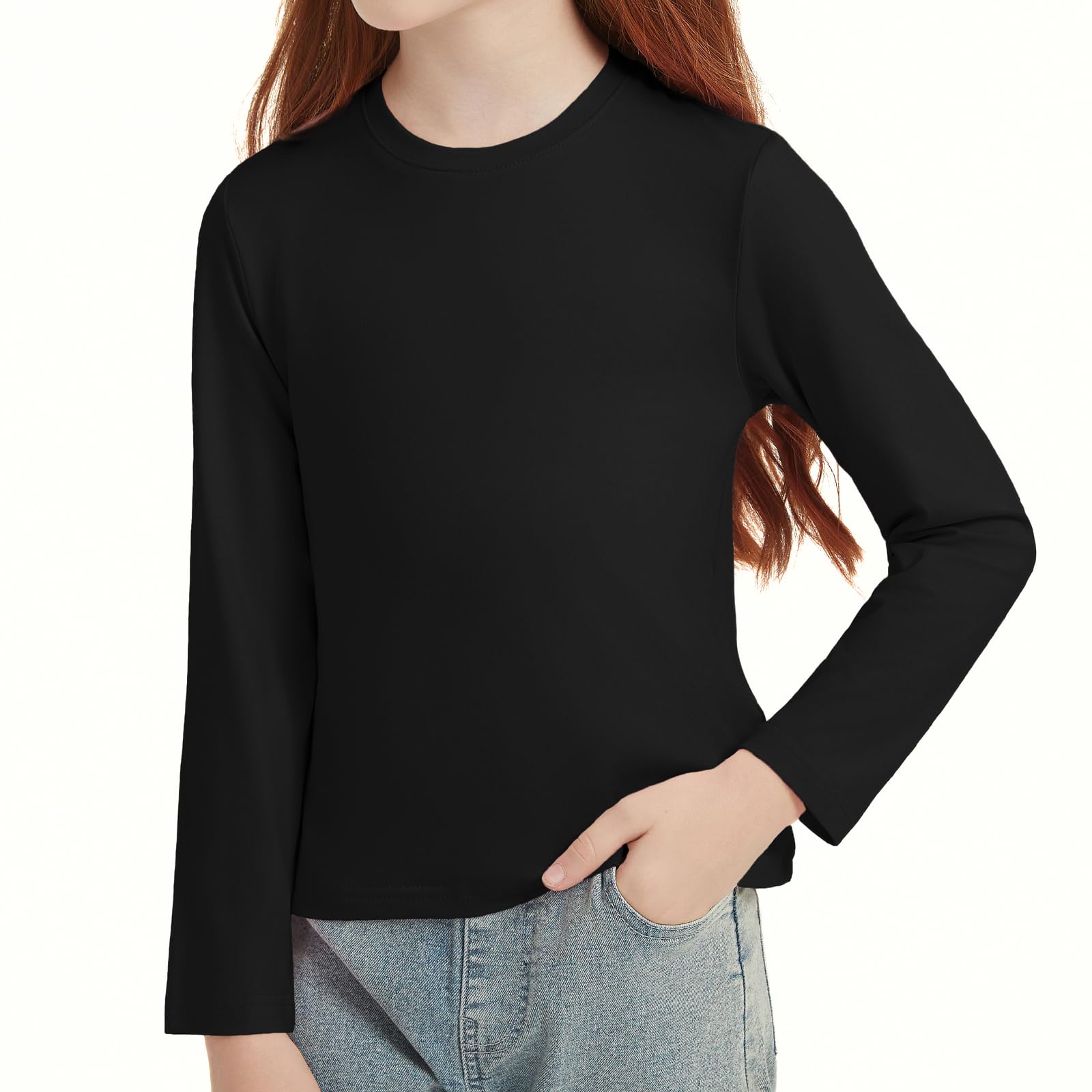 STYDAZZ Langarm T-Shirt Mädchen Basic Tops Einfarbig Kinder Tshirts Casual Rundhals Tees Oberteile 4-14 Jahre