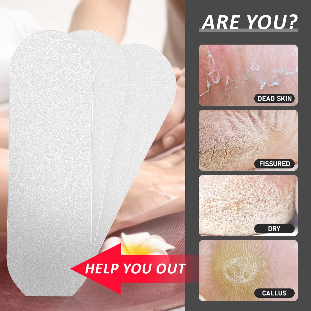60 piezas de repuesto para limas de pies para pedicura, almohadillas de repuesto autoadhesivas gruesas y finas, herramienta reutilizable para eliminar callos (blanco)