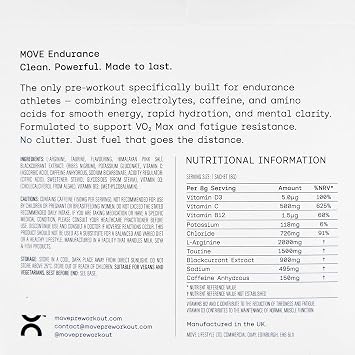 MOVE Pre Workout Powder - Hydration & Endurance Formula for Men & Women Preworkout Sachets Electrolytes Powder with Caffeine, Vitamin C & L-Arginine Informed Sport Certified 15 Servings Wild Blueberry