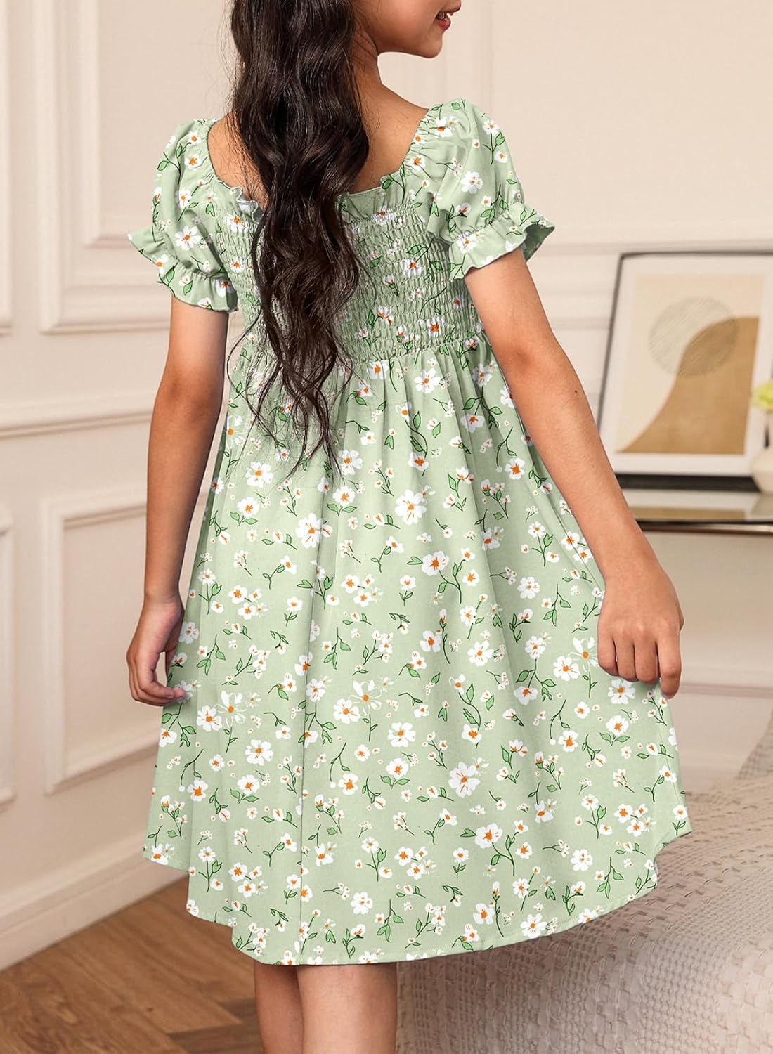 blibean Girls Summer Dress Tween Floral Boho Dresses Size 4-13 Years - Image 3