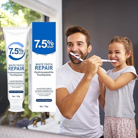 Pack of 3 Hydroxyapatite Toothpaste Fluoride-free Toothpaste for Enamel Repair & Whitening Hydroxyapatite Toothpaste Against Tooth Discolouration for Sensitive Teeth (120 g each)