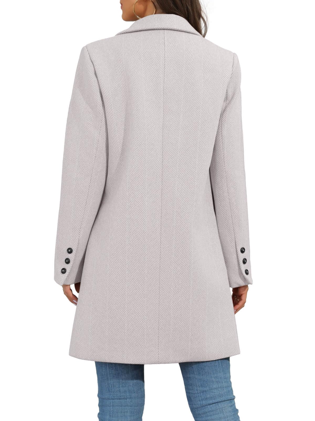 Ebifin Cappotto da donna con risvolto a doppio petto trench cappotto invernale casual lungo giacca blazer soprabito