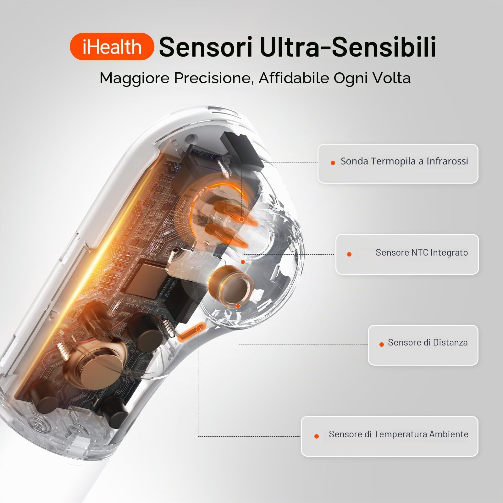 iHealth no-touch termometro della fronte, termometro a infrarossi digitale per adulti e bambini, senza contatto termometro del bambino con 3 sensori ultra-sensibili (pt3)