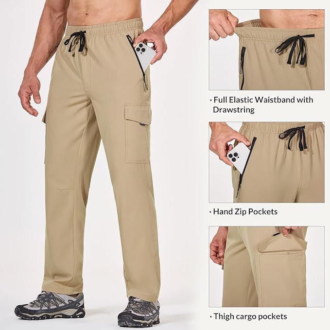 BALEAF Men's Hiking Pants Cargo Quick Dry Water Resistant Elastic Waist