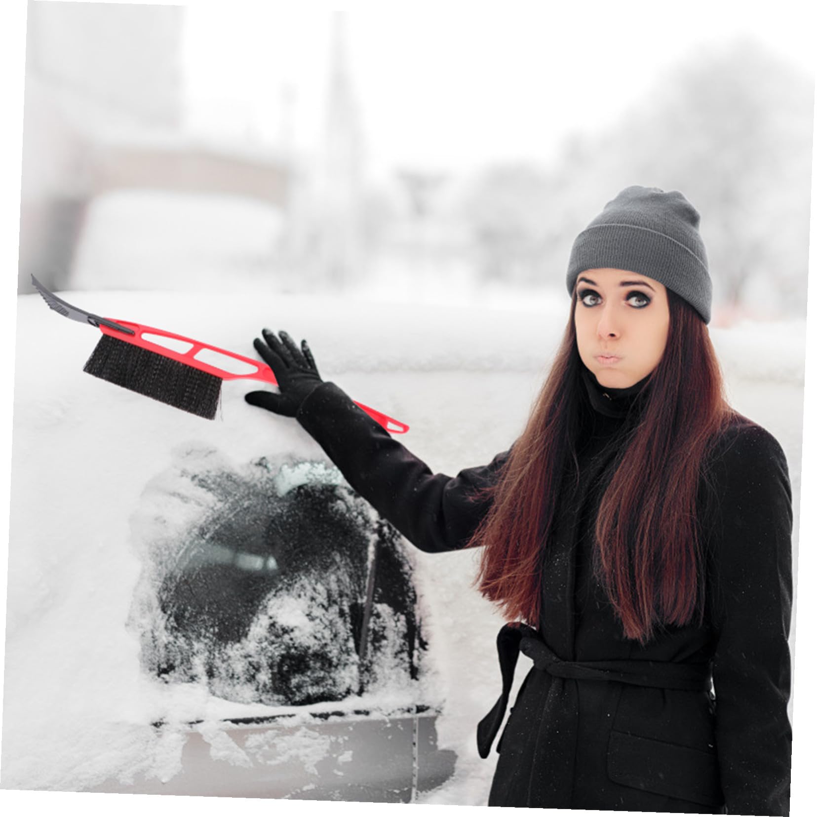 Abaodam Pala da Neve Multifunzionale Pala Spazzaneve Nevicare Ghiaccio per Auto Pale Raschietto per Ghiaccio Raschietto per Auto Pala da Neve sul Tetto Plastica Colore Casuale