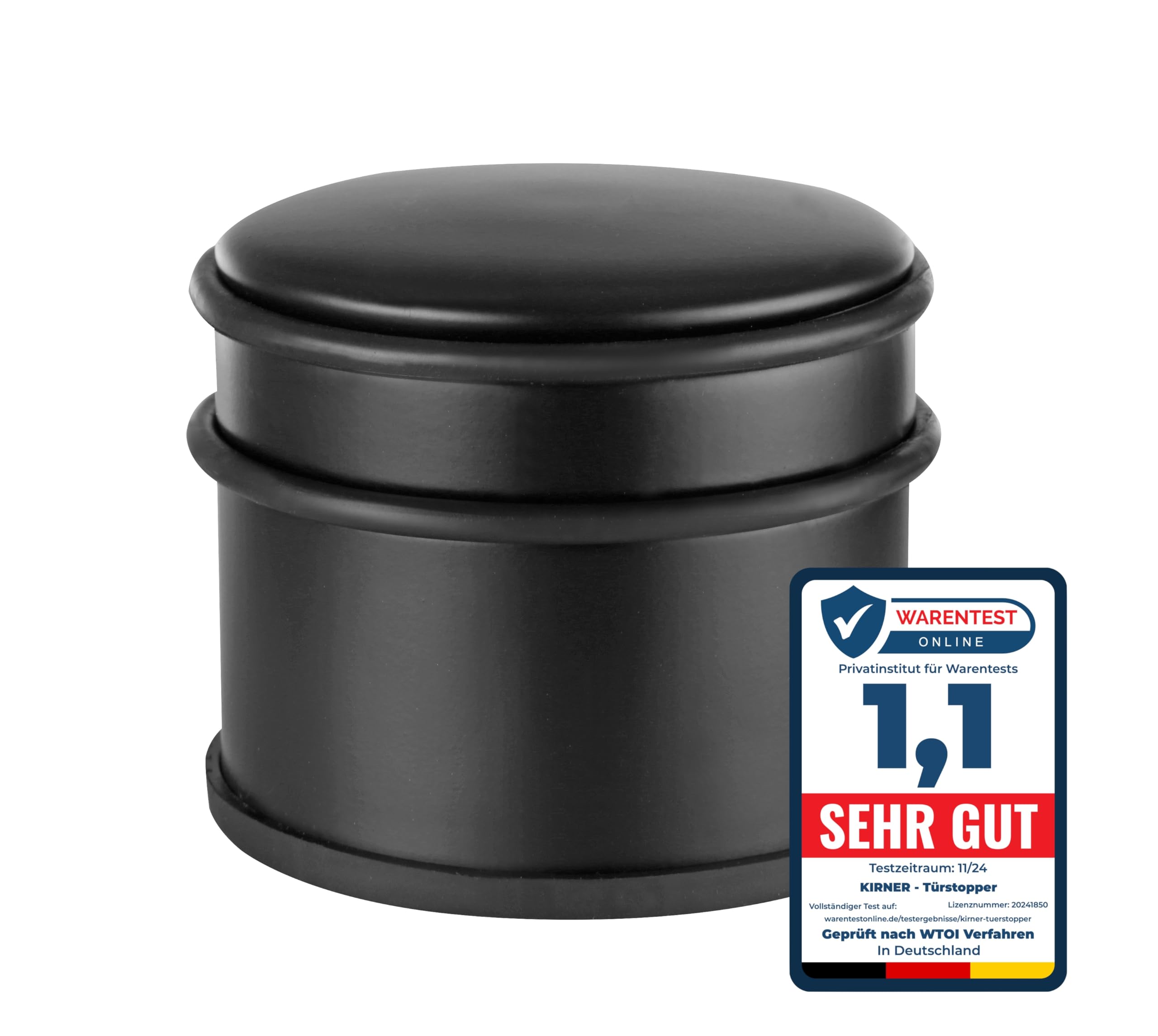 KIRNER Türstopper Premium Mattschwarz – elegant und modern – 1,1 kg schweres Design mit Gummiring zum Schutz der Türen – mattschwarzer Boden – Türstopper Boden