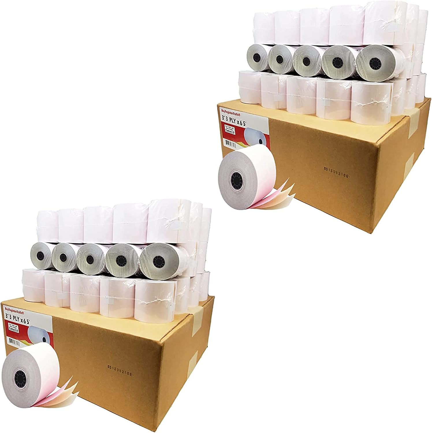 (100 Rolls - 60 GSM) 3-ply 3" inch 65' Feet White/Canary/Pink Carbonless Kitchen Paper for m188B Star Micronics sp700 SP200, Star SP2000, Star SP212, Star SP216, Star SP2320, Star SP2360, Star SP242