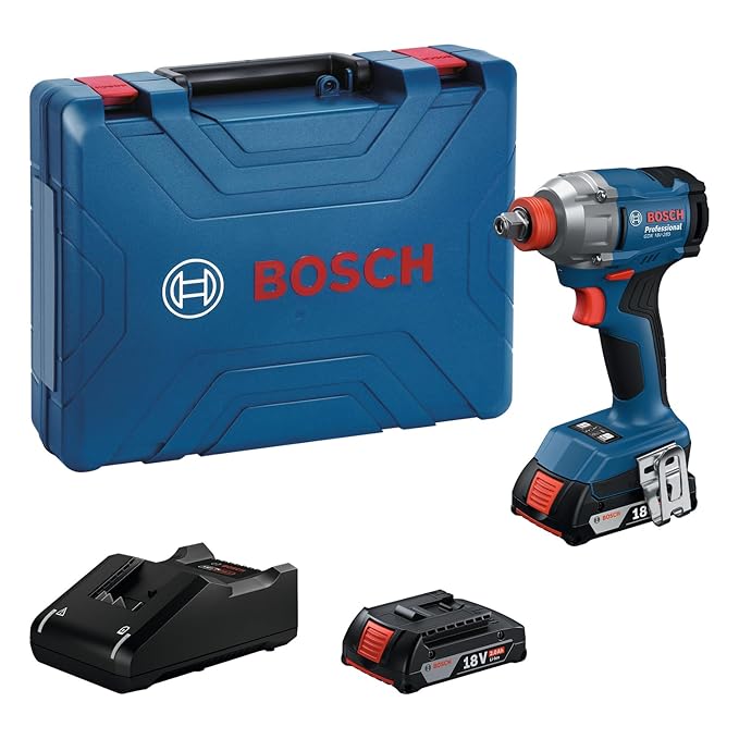 BOSCH GDX 18V- 285 Professional Cordless Impact Wrench/Driver Kit (Hybrid tool) | 18 V| 2 x 2.0 Ah Batteries| 285 Nm Torque | 2-in-1 Tool | L- Boxx included | Model 06019N21F2 | 1 year warranty