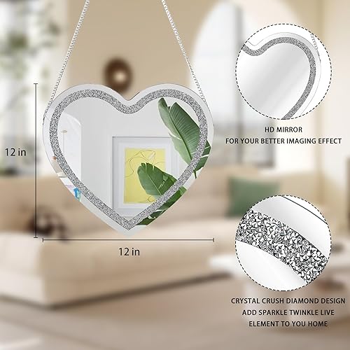 Miniatura 7 de Espejos de cristal para pared, espejos decorativos de diamante plateado para el hogar, baño, dormitorio, entrada, pasillo, espejo colgante sin marco
