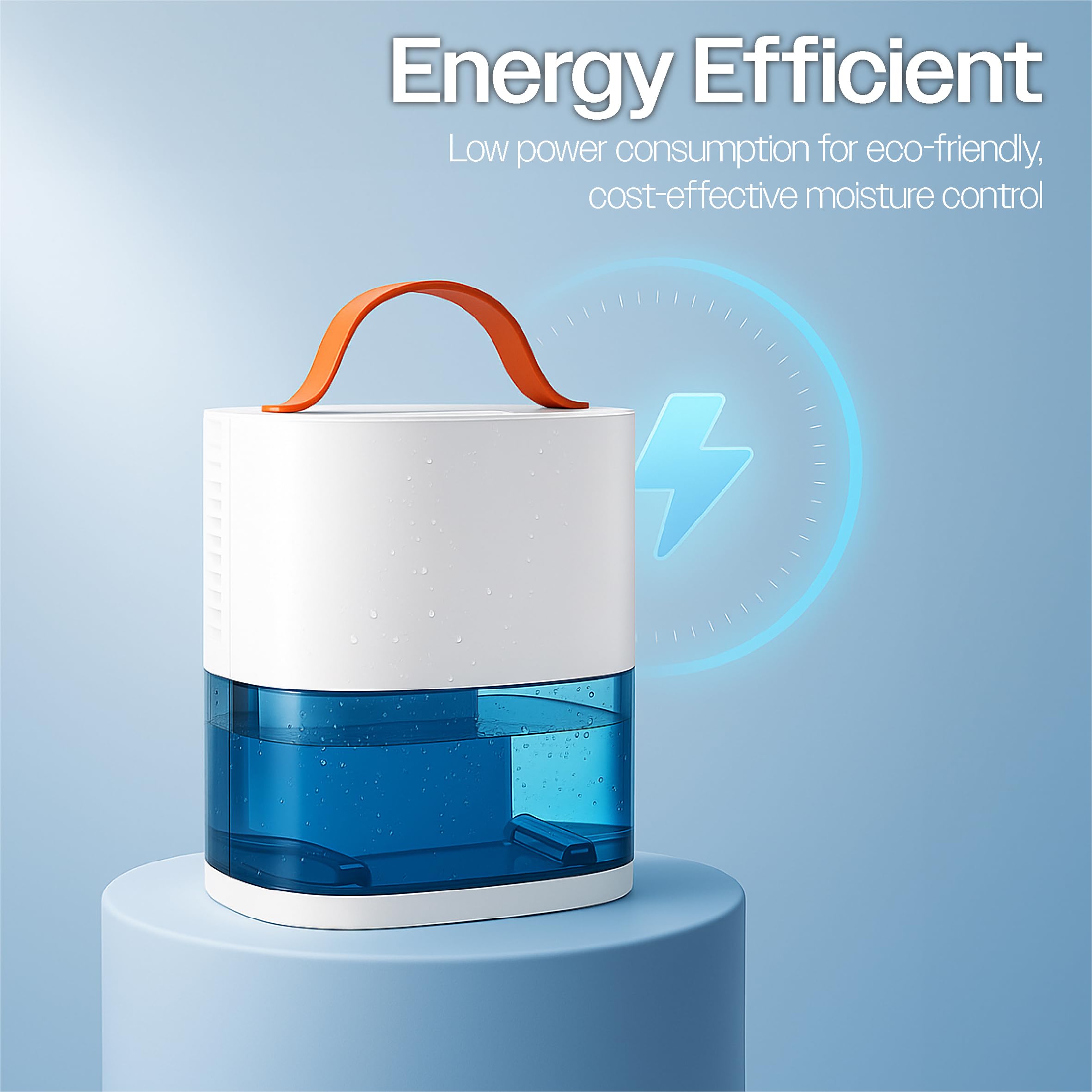Prem-i-air Deumidificatore compatto, 240 ml/giorno, serbatoio 0,9 l, 45 dB ultra silenzioso, risparmio energetico 25 W, spegnimento automatico, ABS bianco, portatile con manico