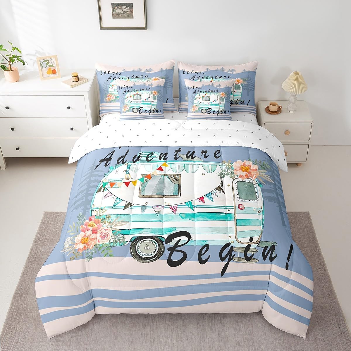 Erosebridal Retro Western Bedding Twin American 7 Pcs Comforter Set Cowboy Cowgirl American Prairies Lone Native Indian Silhouette Day Night Sheet Set Bed in A Bag Vintage Wild West Sun Moon Quilt