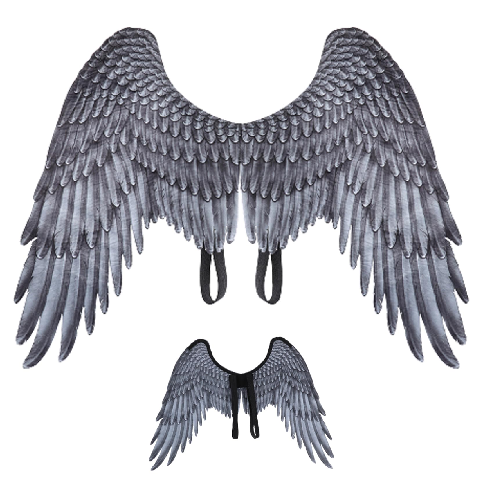 Whyzsjnclg Angel Wing for Adult Unisex Free Size Realistic Halloween Angel Elastic Shoulder Strap Non-woven Costume for Party Cosplay Black, Costume