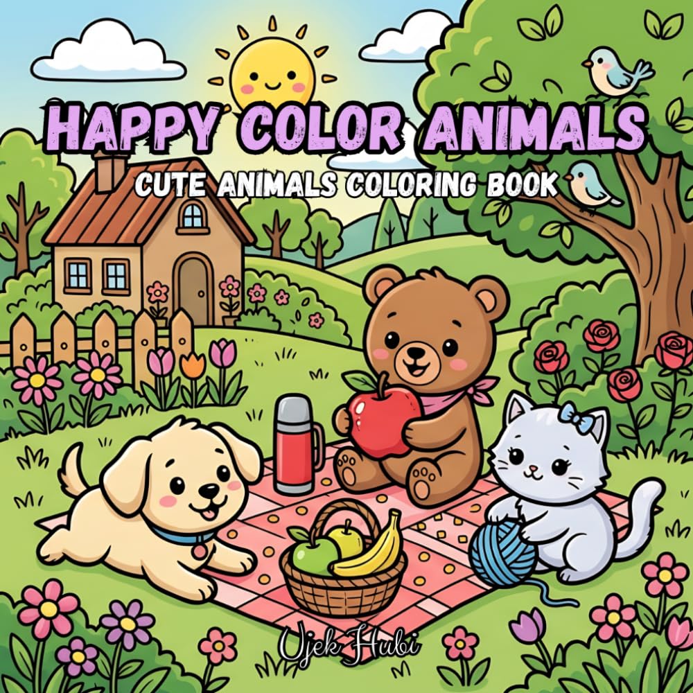 Happy Color Animals: Cute Animals Coloring Book