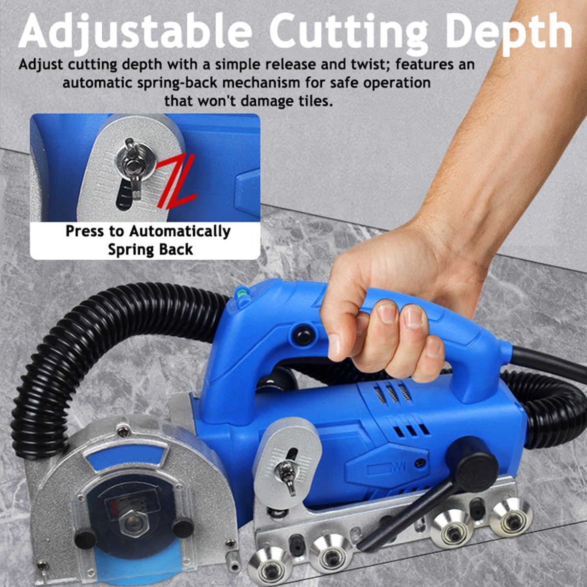 Herramienta eléctrica para eliminar la lechada - Máquina removedora de lechada de azulejos de 1200 W con profundidad de corte ajustable para limpiar la lechada entre azulejos(E)