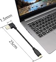 PNGKNYOCN 25cm Derékszögű USB Kábel - 90 Fokos USB 2.0 A - USB 3.1 C Töltő és Adatkábel Telefonhoz, Tablethez, PC-hez - Fekete 3