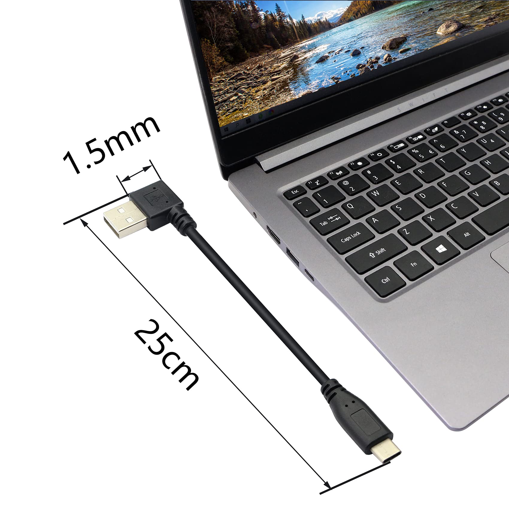 PNGKNYOCN 90° USB-C Kabel, 25 Cm – Rechtwinklig, Für Schnelles Laden & Daten