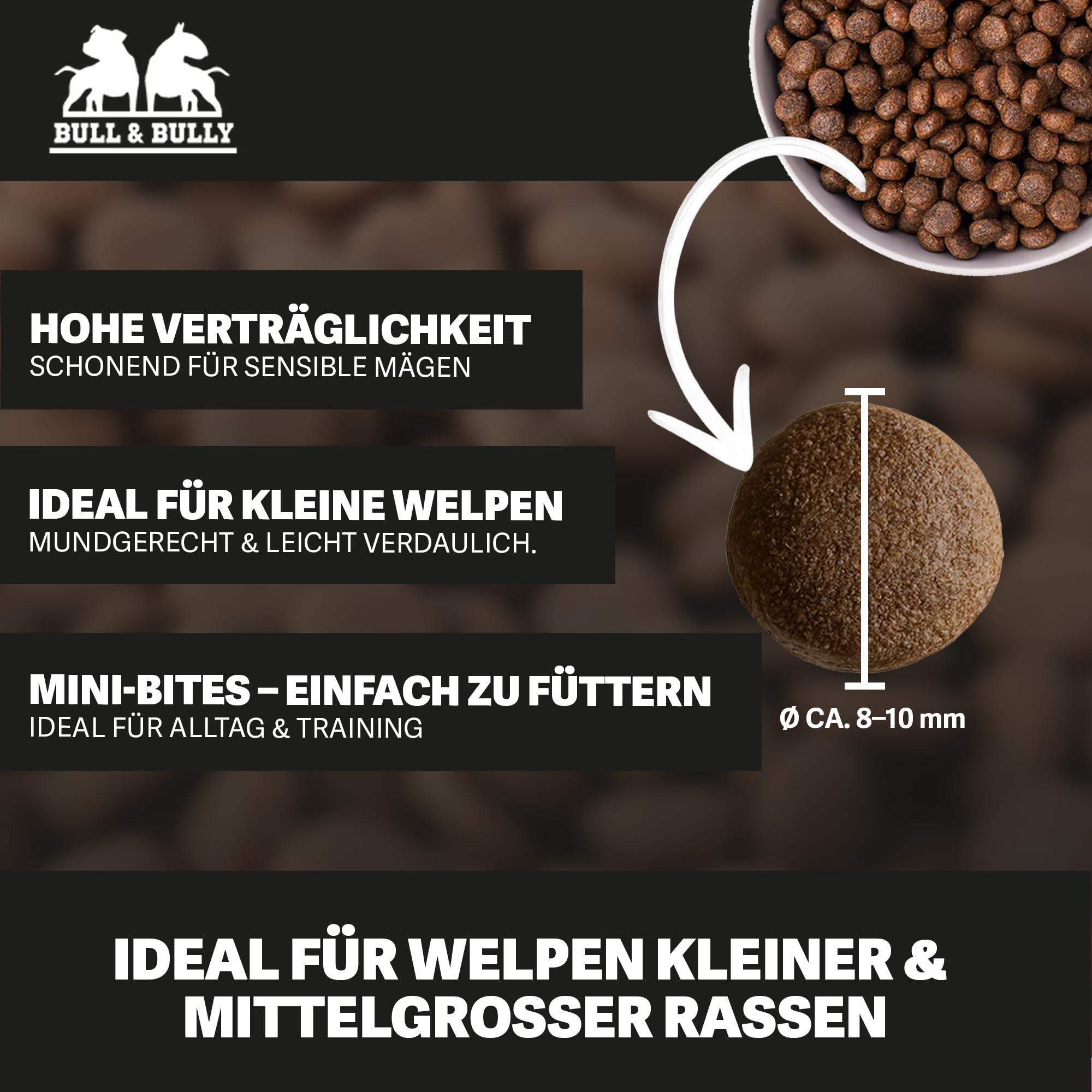 Hundefutter Trocken Baby Bully Lachs – Trockenfutter für Hunde 15Kg | Tierärztlich entwickeltes Hundetrockenfutter Premium Dog Food – Energiereiches Monoprotein Hunde Futter von BULL & BULLY
