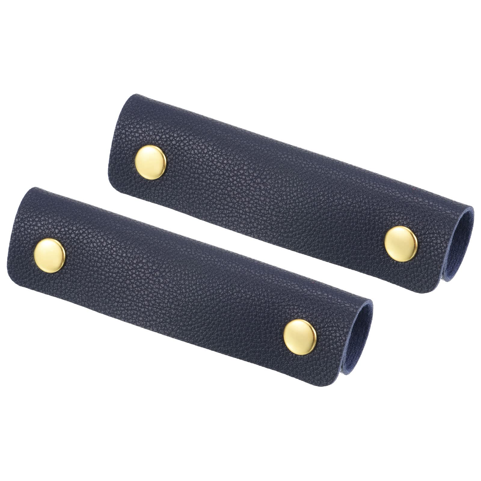 PATIKIL Luggage Handle Wrap, 2 Pack PU Handbag Grip Cover Protector Identifier with Clasp for Suitcase Grocery Shopping Bag, Navy Blue