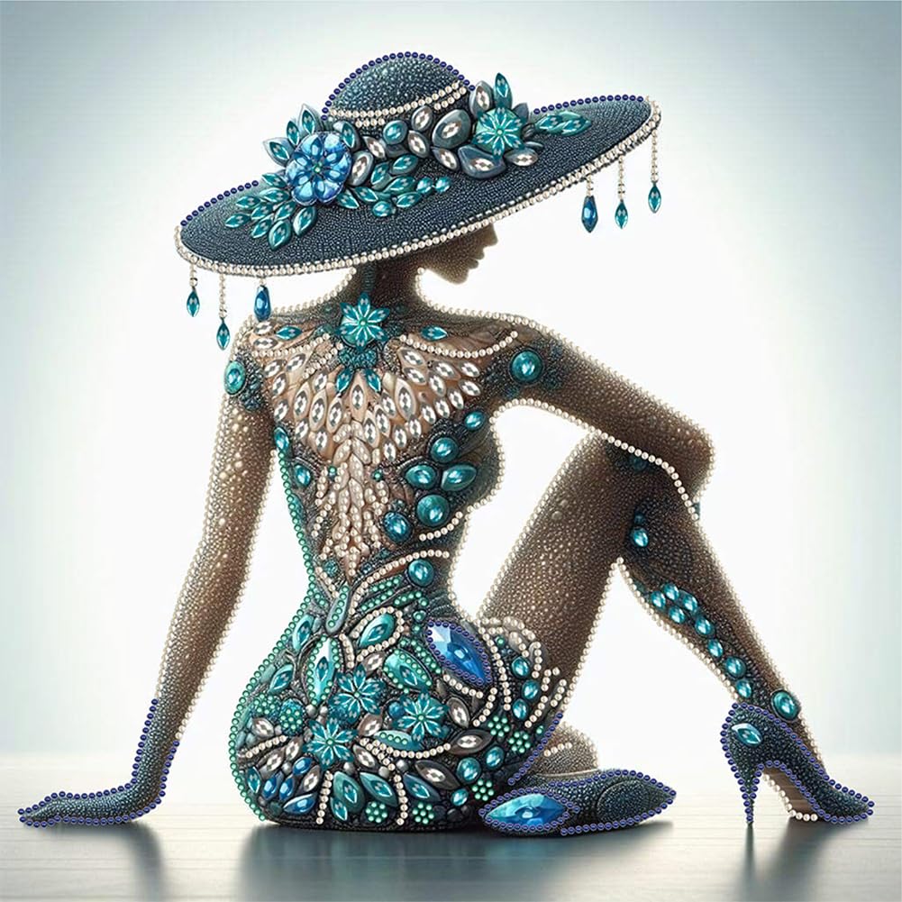 Fiorky 5D DIY Diamond Painting Lady, fortial Special Shaped Drill Diamond Painting Kit Lady Decoration Gem Art for Home Wall Decoration Gift 40x40cm
