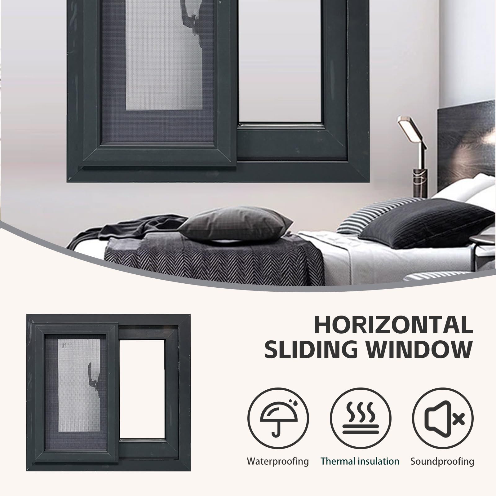 Ventana Aluminio 30x30 40x40 50x50 Ventana corredera Aislamiento con Cristal Templado y mosquitera Ventana para Casas Baño Sótano Garaje y Graneros(WxH 40x60cm)