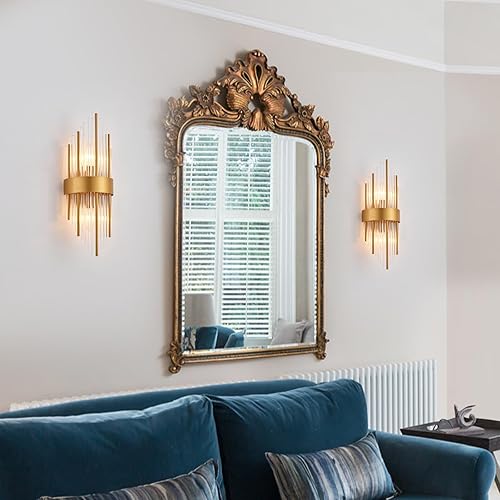 Miniatura 5 de Apliques de pared de latón, lámpara de pared de cristal de cristal, lámpara de pared moderna para dormitorio, baño, tocador, pasillo, juego de dos,