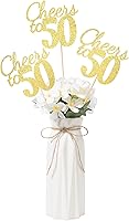 Vista 25 de Gexolenu Cheers to 21, paquete de 10 piezas de centros de mesa de cumpleaños número 21 con purpurina negra de doble cara para mesas, palitos