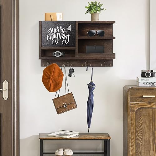Miniatura 10 de Soporte para llaves de pared, organizador de correo con ganchos para llaves y soporte para cartera, almacenamiento de lentes de sol y soporte para