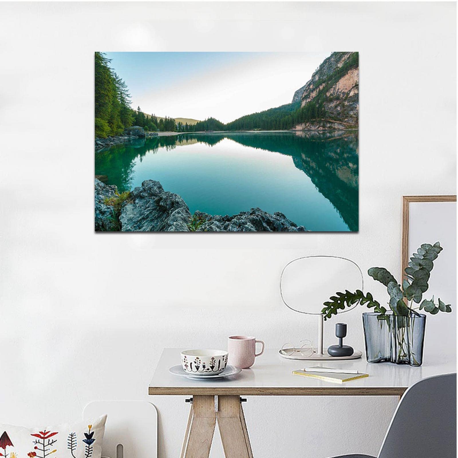 Amazon.co.jp: フォレストレイクウォールアート。「南チロル山湖 