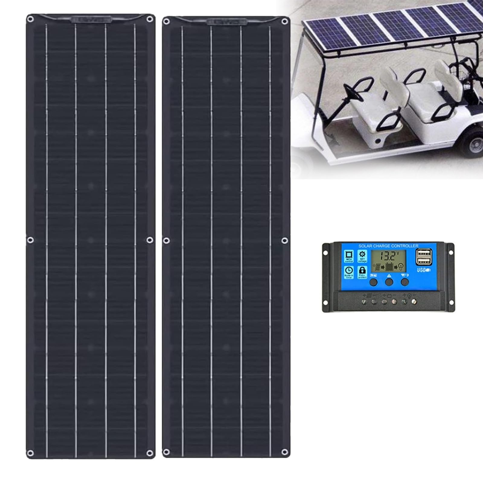 Panel Solar Monocristalino Flexible 400W 600W 800W 1200W Ultra Ligero Ultra Delgado Impermeable Cargador Solar para Autocaravana, Techo, Caravana, Barco y Superficies Desparejas(400W)
