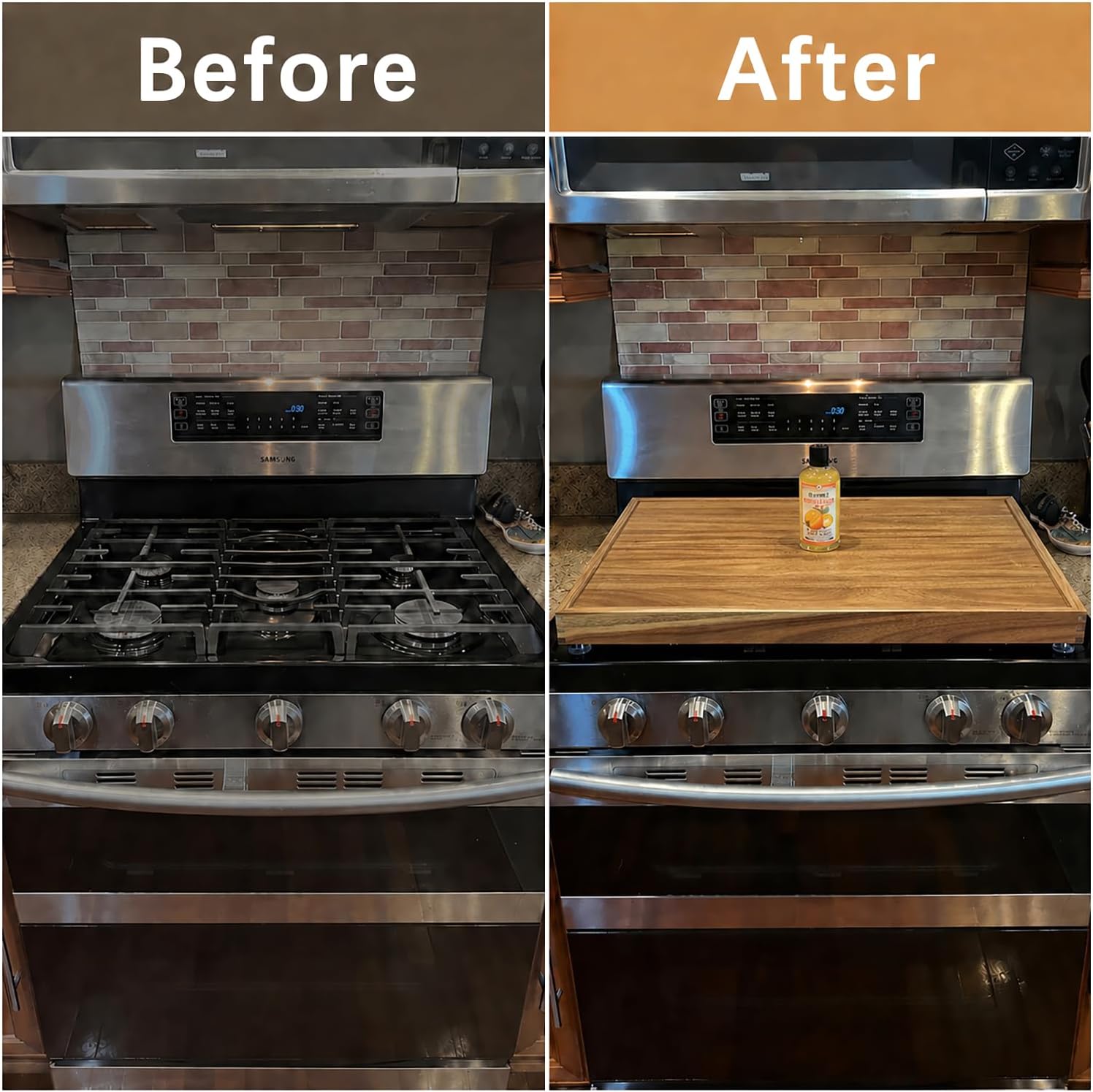 YUHFERA Stove Cover Board for Gas Stovetop - 30" x 22" Noodle Board Electric Stove Cover for RV Stove Top, Extra Countertop Space for Kitchen Stovetop（Acacia）