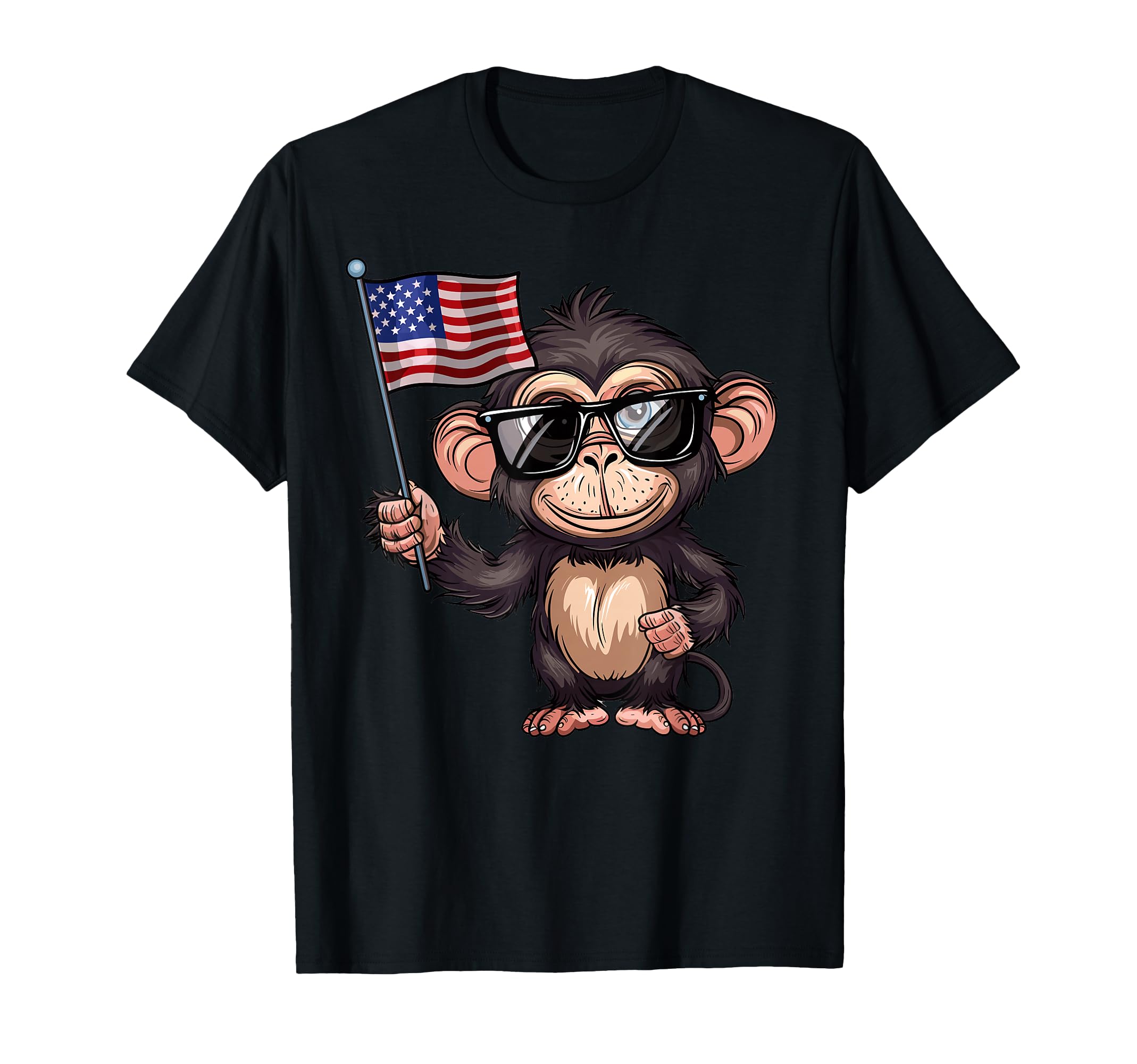 Monkey USA Flag - Funny Monkey Lovers 4th of July T-Shirt