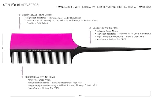 Miniatura 6 de STYLE'nBLADE - Peine profesional para peinar el cabello con protección contra el calor de silicona, alta resistencia al calor, reduce las quemaduras