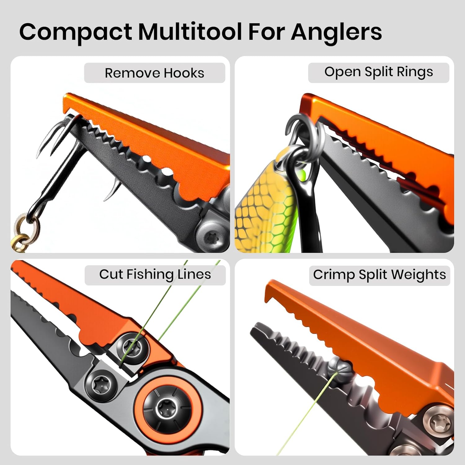 Pristis Micro Pocket Pliers with Zinger Retractor, Small Saltwater Resistant Aluminum Hook Remover with Tungsten Braided Line Cutter, O Ring Split Gear, Bass Fish Multi Tool Kit Fly Fishing Accessory