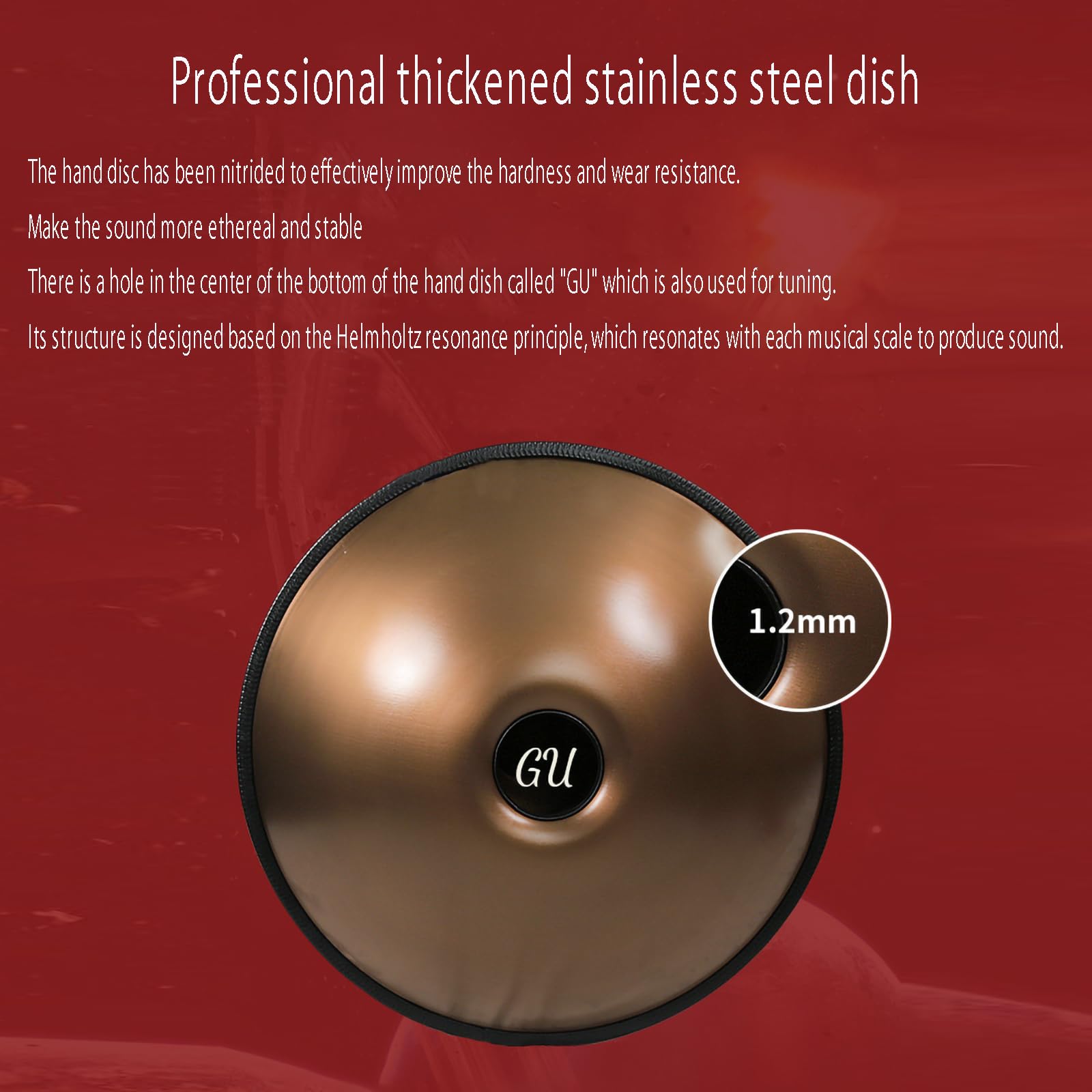 Handpan Instrument, Tongue Drum, Tambourin En Acier Adulte 9 Tons/10 Tons/12 Tons De 22 Pouces Avec Sac à Disque, Support De Disque, Maillet Sonore, Rotin Fait Main Et Chiffon D'essuyage 12tones gold