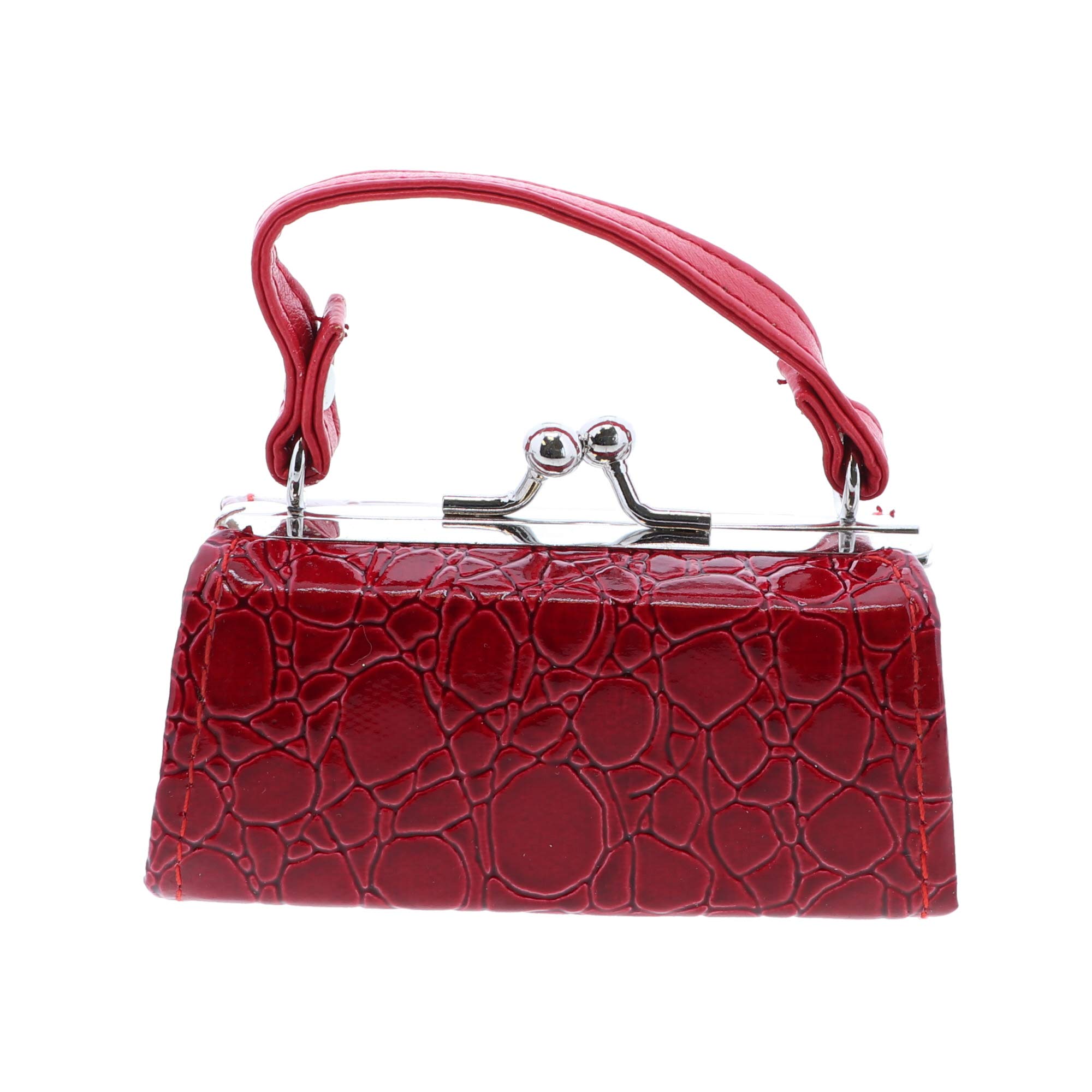 Crocodile Lipstick Case with Handle Mini Mahjong Coin Purse - Red