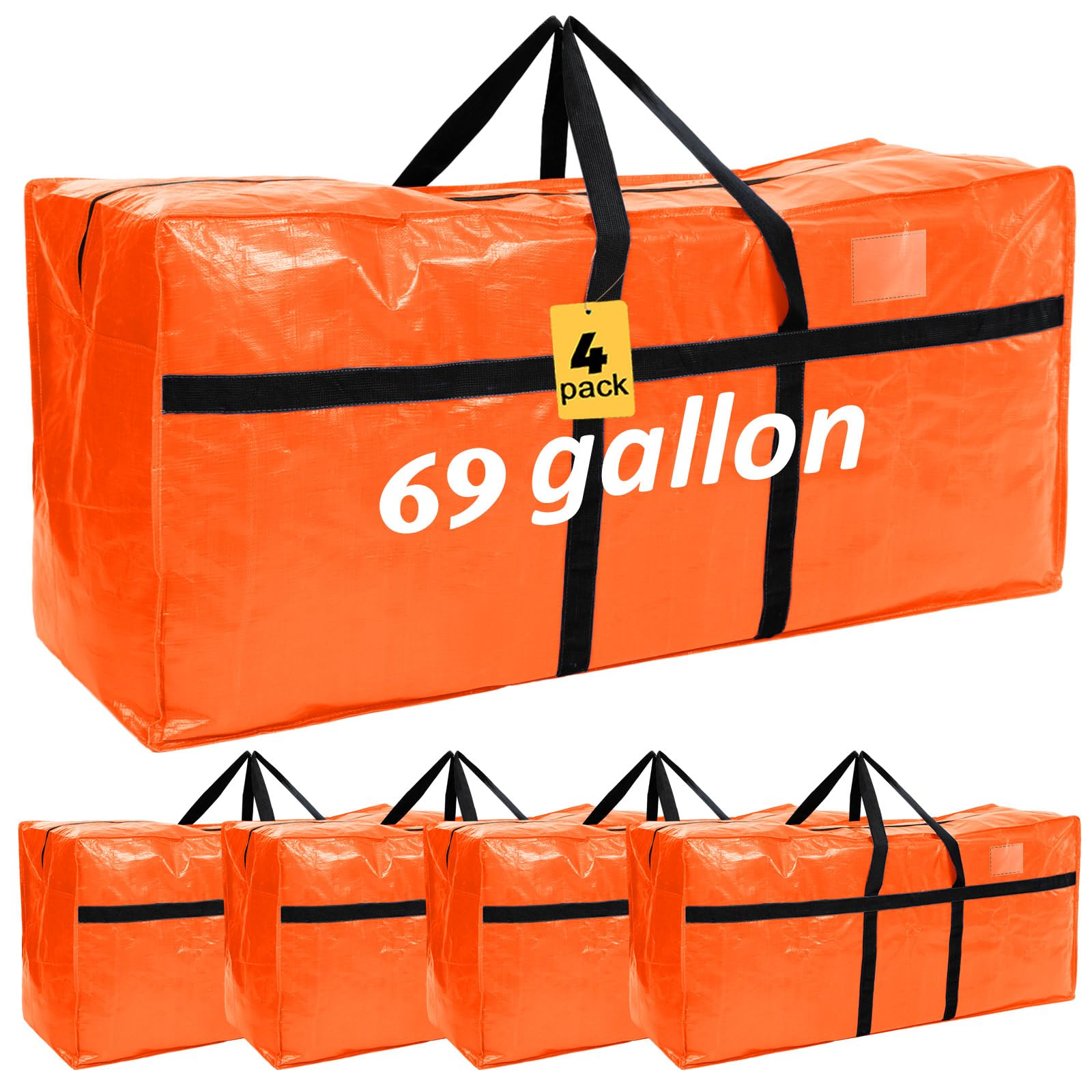 Windyun 4 Pack 69 Gallon Extra Large Moving Bags XXL Heavy Duty Storage Bag with Strong Zipper Handle