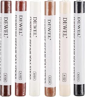 DEWEL Furniture Repair Crayon, 6 Colors Wood Filler Sticks, Wood Scratch Repair Wax for Filling Scratches, Cracks, Holes, Dents, Scuffs, Dings - A Simple and Convenient Wooden Repair Solution